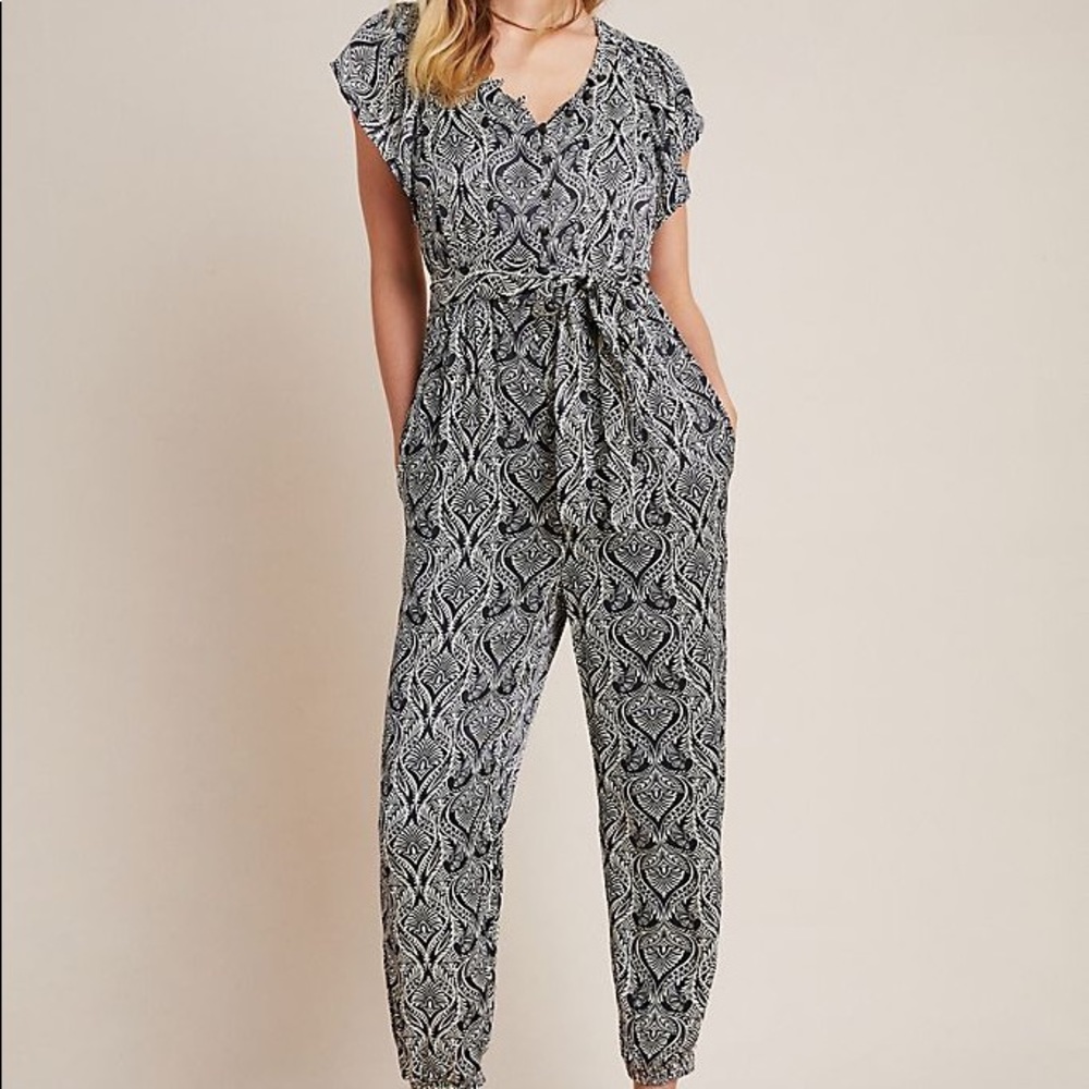 Anthropologie Zadie Satin Jumpsuit print